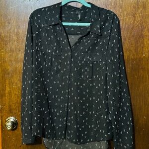 Maurices Black Shirt with White Geometric Design
